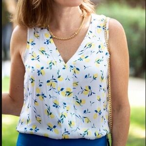 Banana Republic Lemon Sleeveless White Top